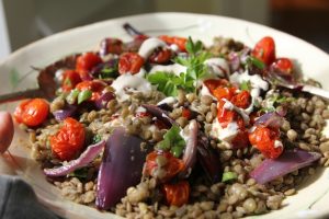 Warm Lentil and Roasted Tomato Salad