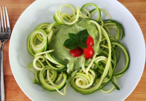 Zucchini Pasta with Creamy Pesto Sauce