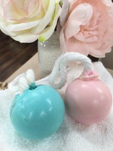 DIY soap-on-a-rope balls