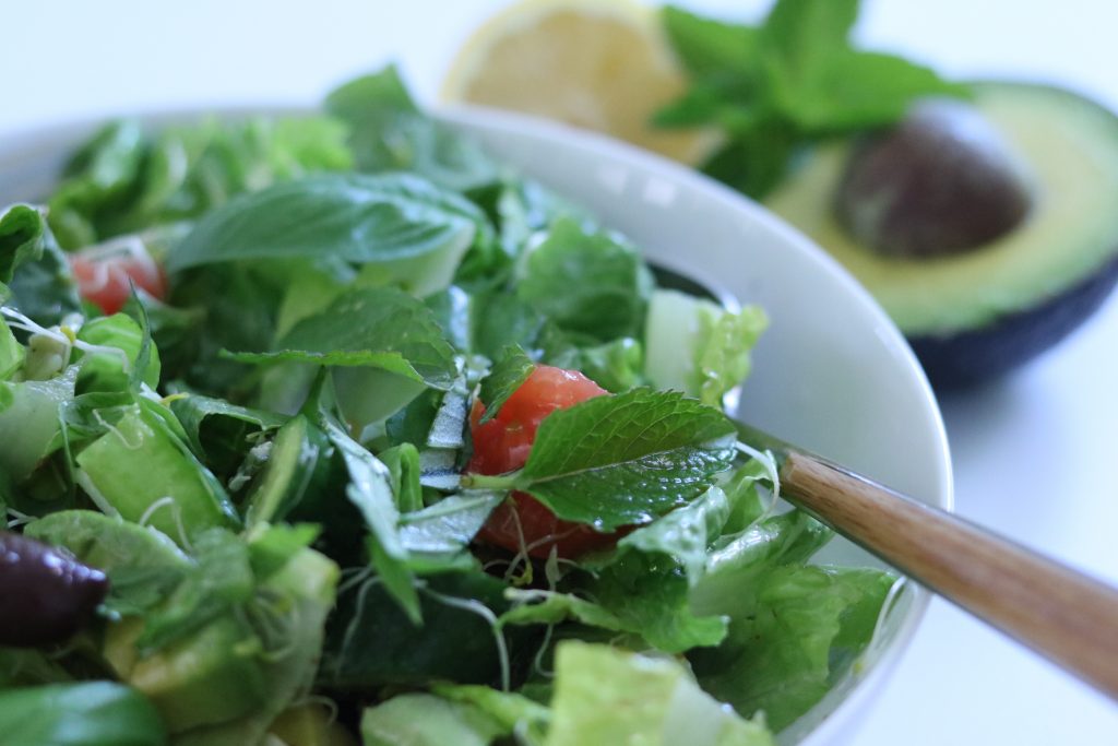 green salad with fresh mint