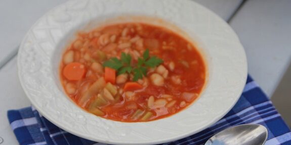 Spicy Bean Orzo Soup